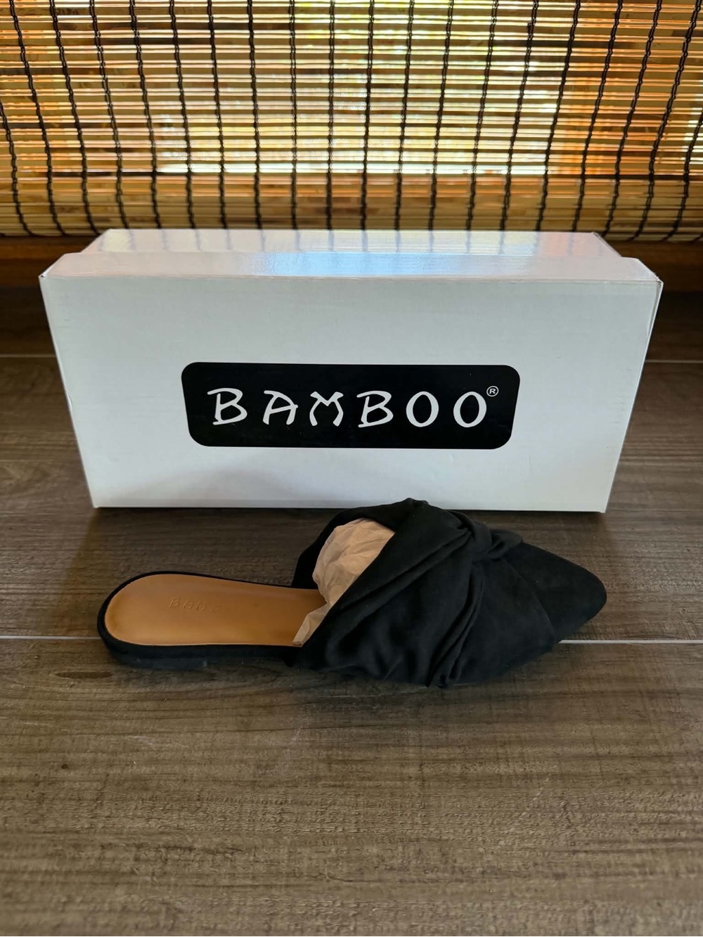 BAMBOO Black Twisted Knot Pointed-Toe Mule New Sandal - All sizes - Ships Today
